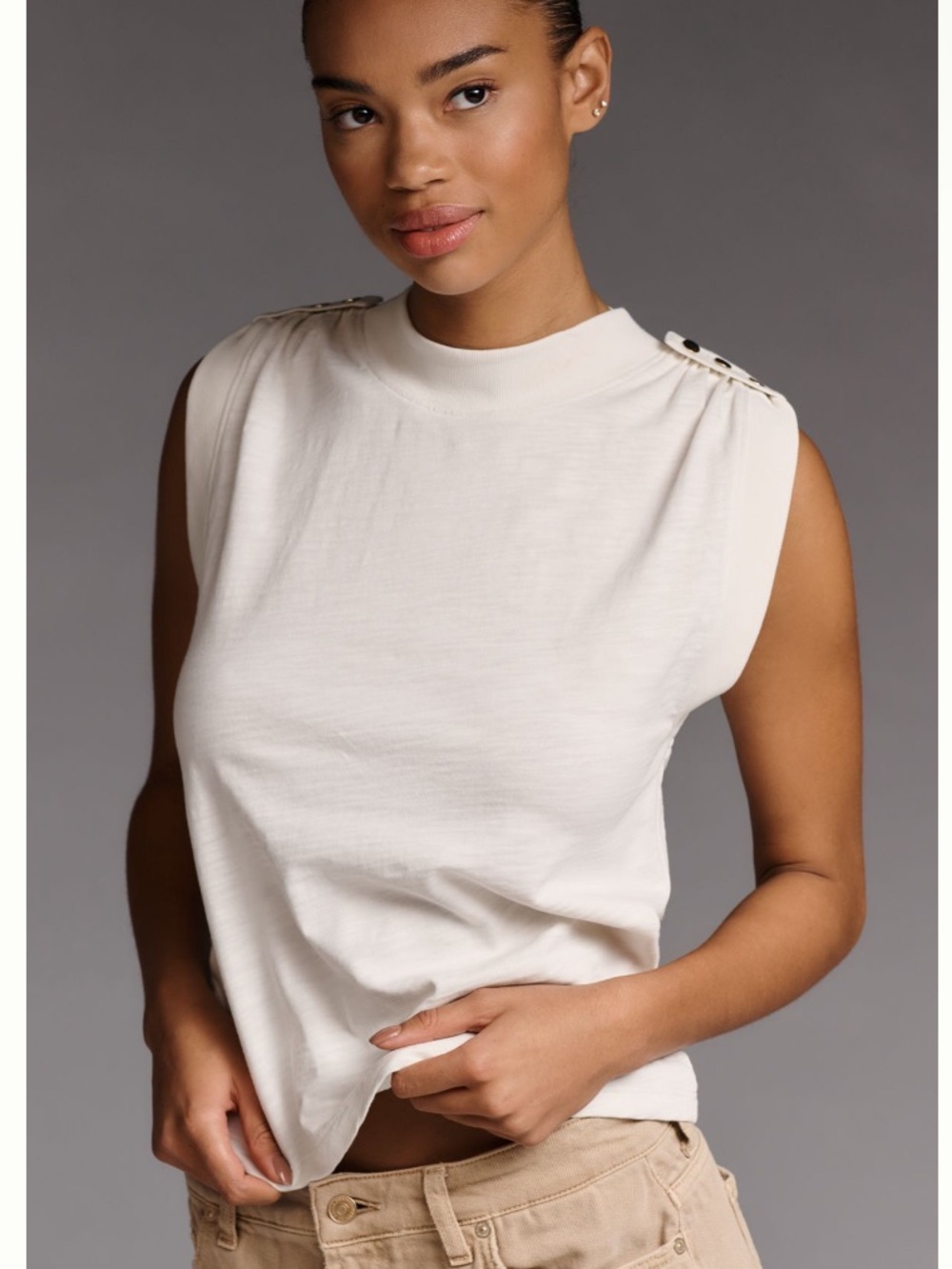 Anthropologie Nation Los Angeles Mikka Buttoned-Shoulder Tank Size Medium NEW